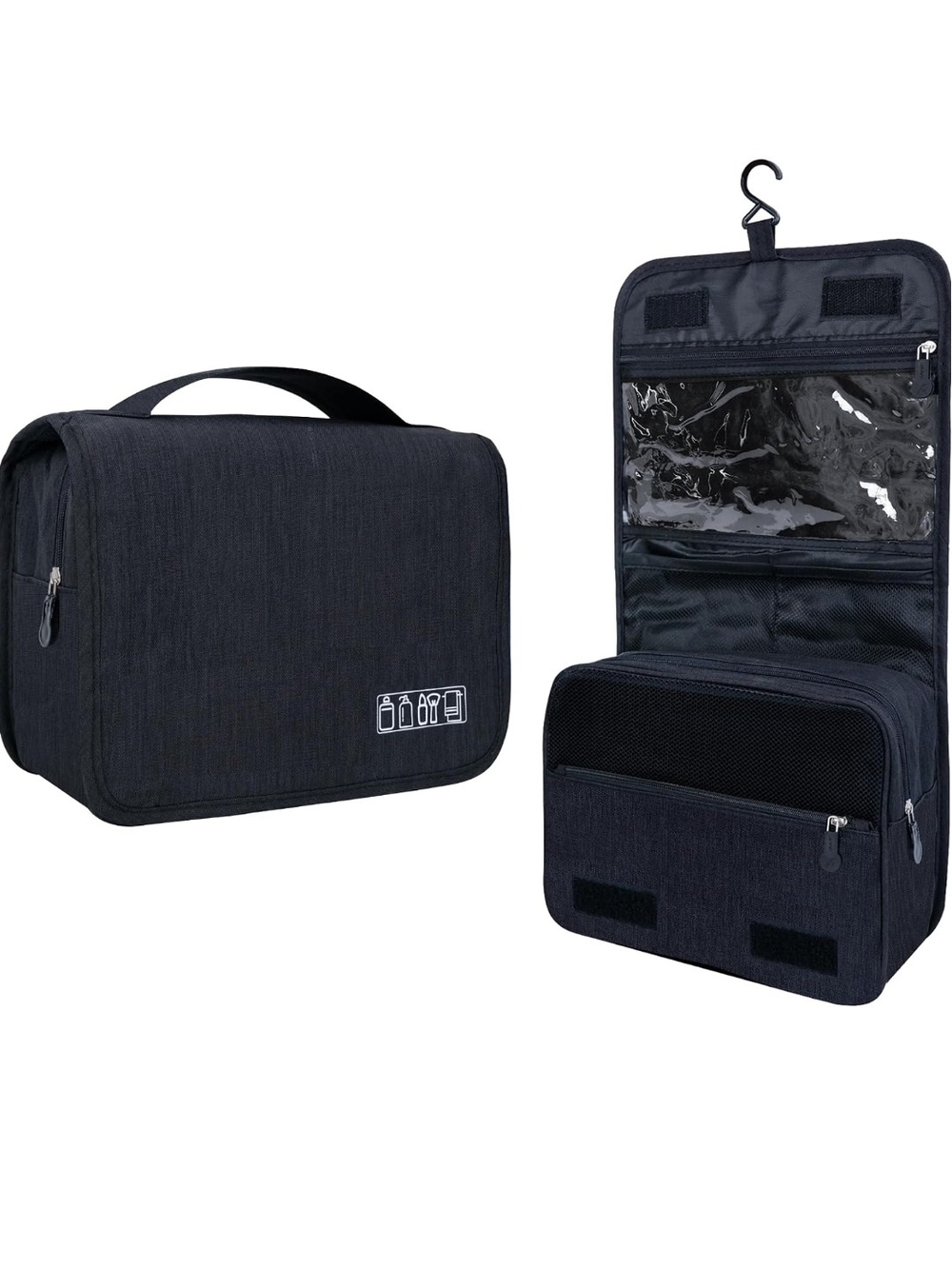 NWT Black Hanging Toiletry Bag Travel  Kit